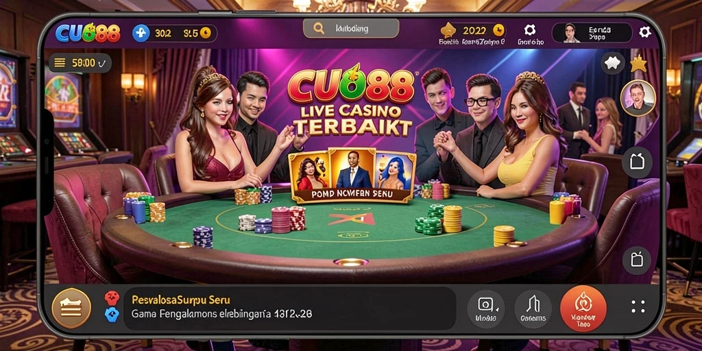 Tampilan menarik dari gameplay Live Casino CU888 dengan dealer profesional.