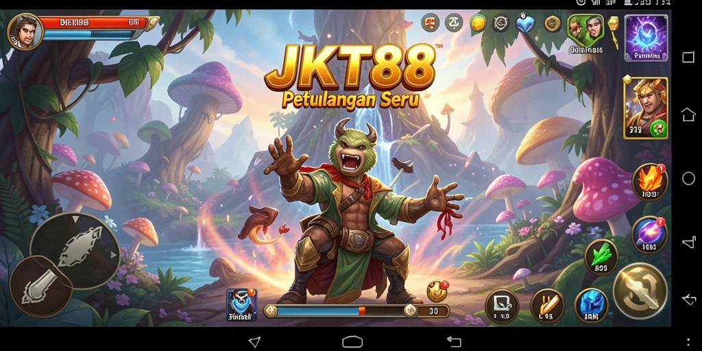 Tampilan gameplay JKT88 yang menampilkan petualangan epik dan karakter unik.