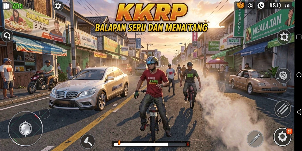 Screenshot gameplay KKRP yang penuh aksi dan kecepatan.