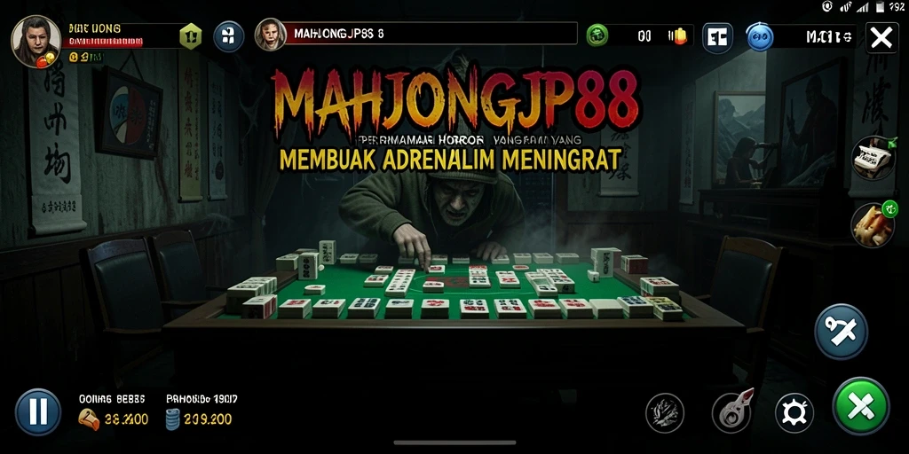 Tangkapan layar gameplay MAHJONGJP88 yang menampilkan suasana horor yang menegangkan.