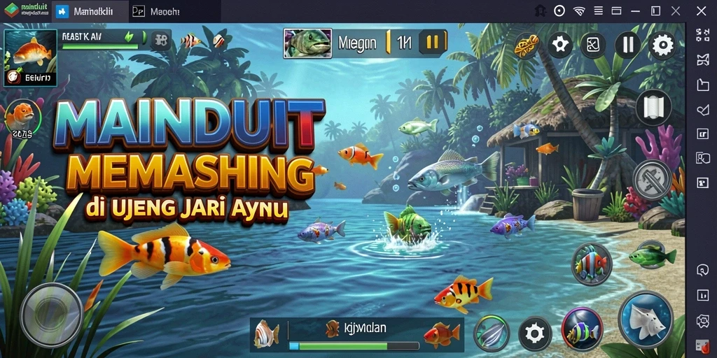 Tampilan gameplay MAINDUIT yang memikat saat memancing.