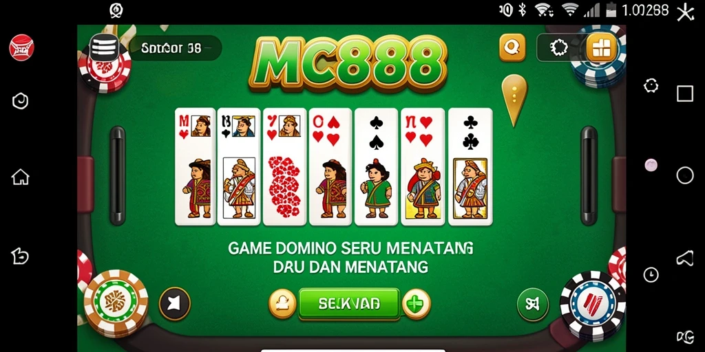 Screenshot gameplay seru dari MC888 yang menunjukkan aksi permainan domino.