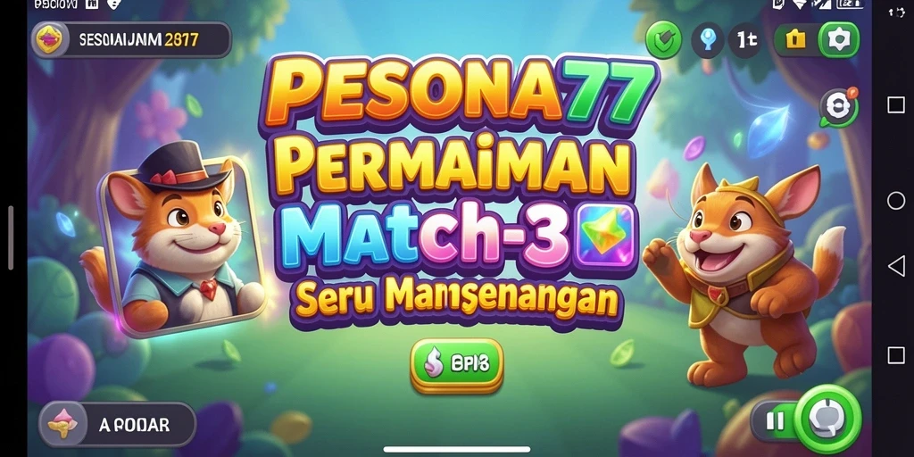 Tampilan gameplay PESONA77 dengan permata berwarna-warni.