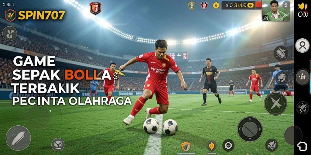 Tangkapan layar utama game SPIN707 menampilkan aksi sepak bola yang mendebarkan.