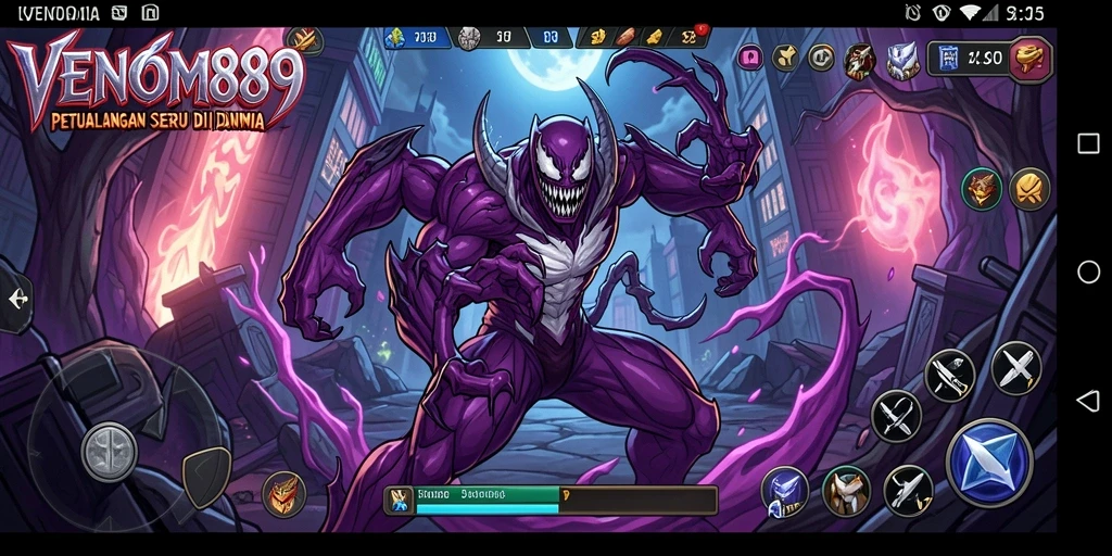 Tangkapan layar gameplay VENOM889 menampilkan aksi seru dalam dunia anime.