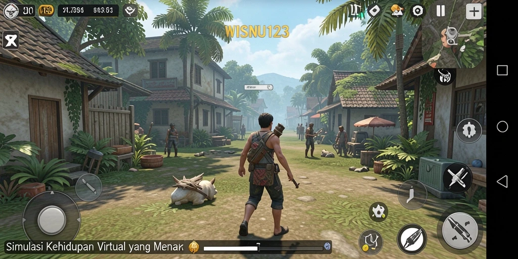 Screenshot WISNU123 menampilkan gameplay menarik dengan interaksi karakter.